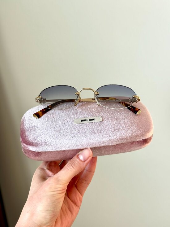 Miu Miu Women Sunglasses Gold Gradient Blue Oval MUA54S ZVN80O NEW AUTHENTIC main image 7